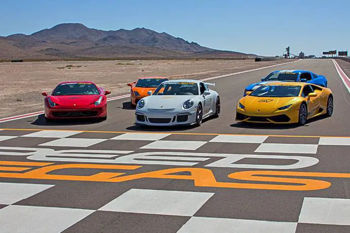 Race around a track at SPEEDVEGAS