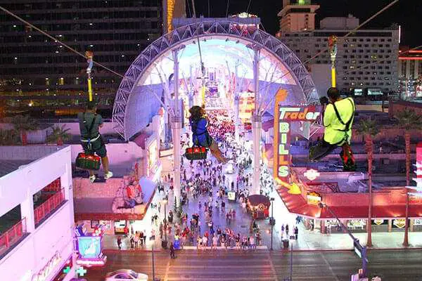 Ziplining Down Fremont Street