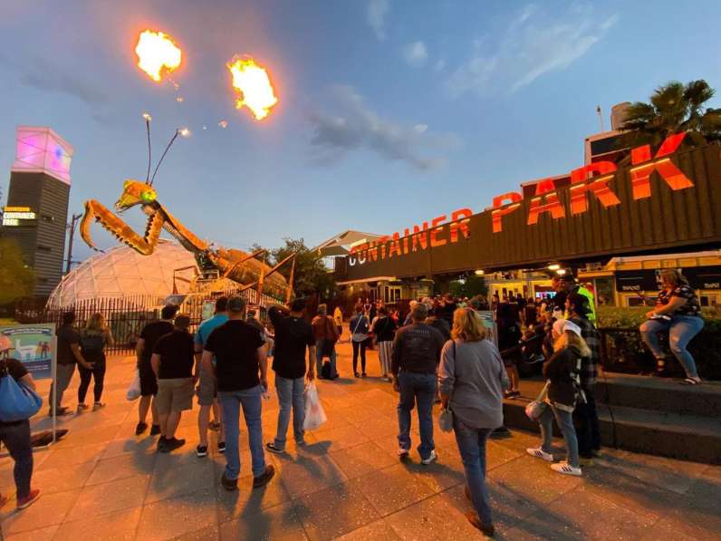Fire-Breathing Praying Mantis at Downtown Container Park