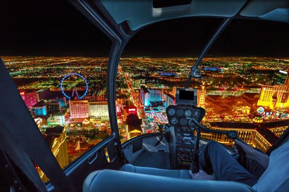 Fly on the Las Vegas Strip In A Helicopter At Night