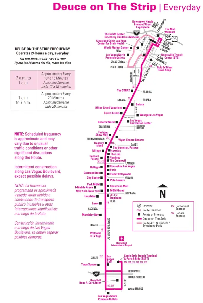 Las Vegas Deuce Bus Route Map